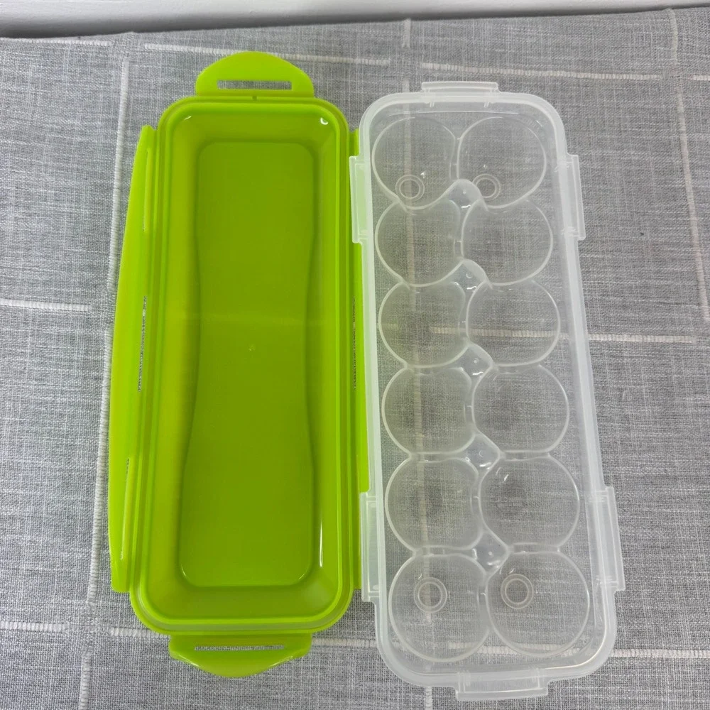 Lock and Lock 12 Egg Keeper Holder Snap Case Plastic Organizer Green